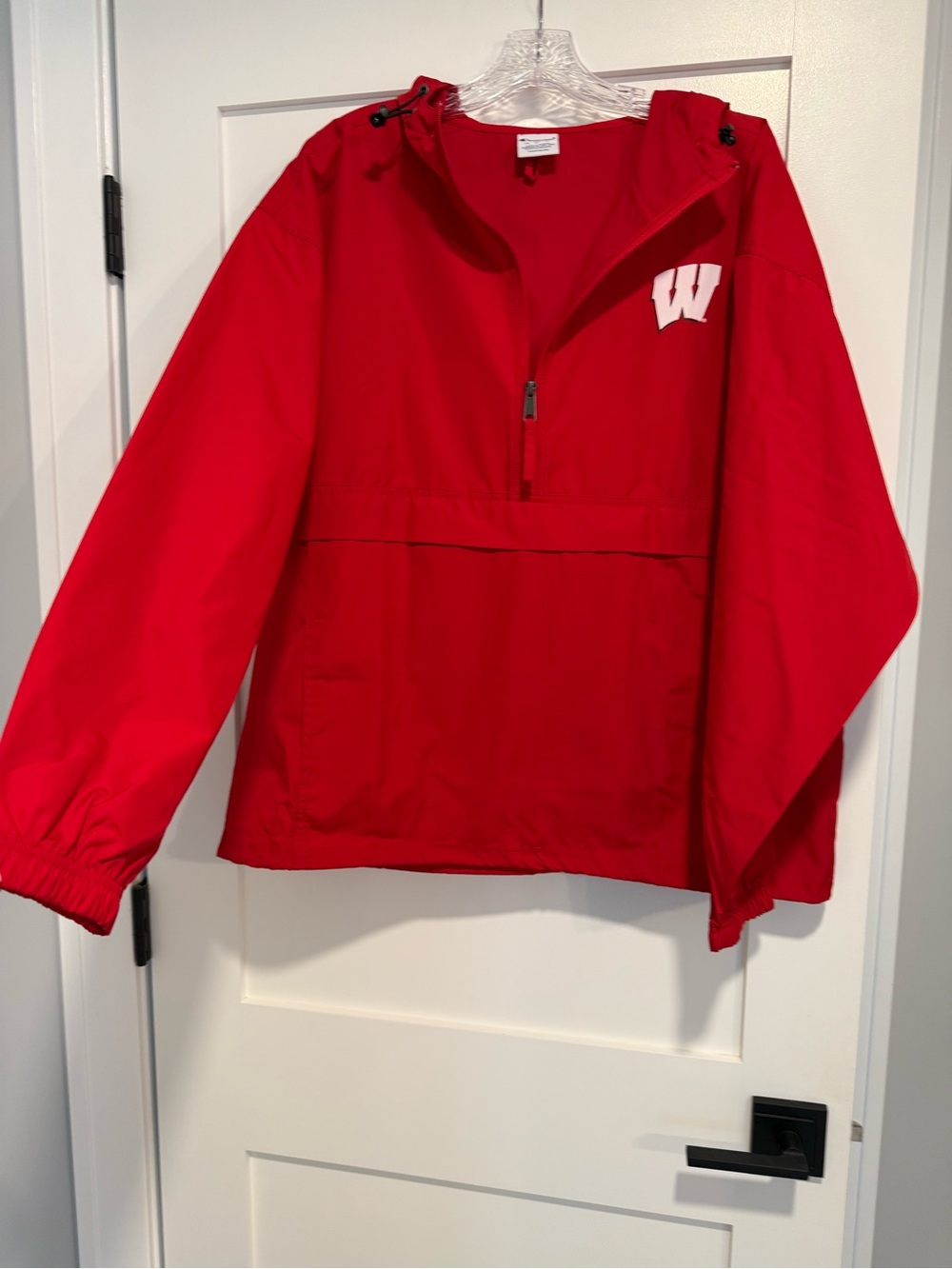 Champion University of Wisconsin Hooded Windbreaker Jacket with White “W”Logo L